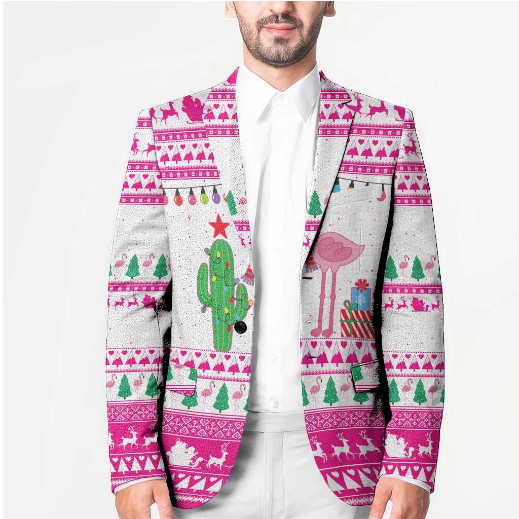 Pink Flamingo Christmas Blazer Xmas Holiday Patterns - Wonder Print Shop