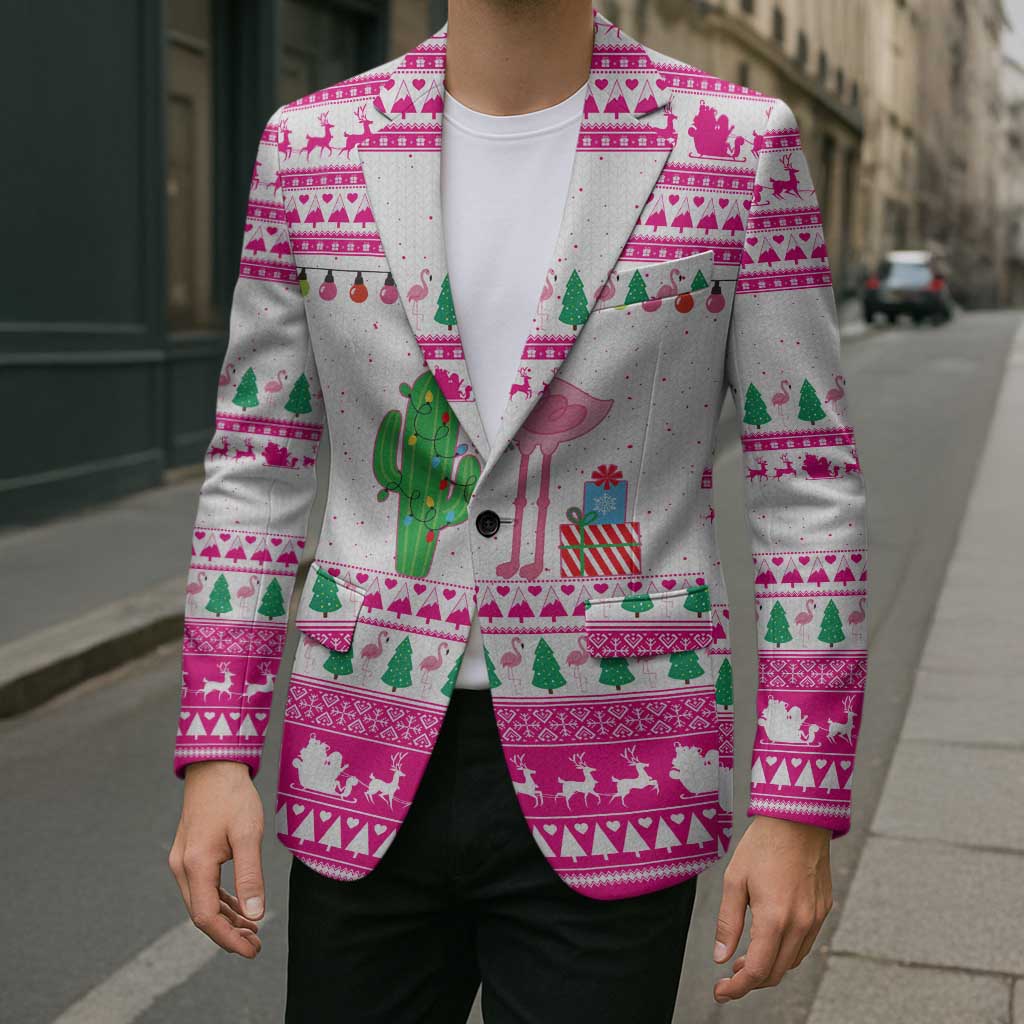 Pink Flamingo Christmas Blazer Xmas Holiday Patterns - Wonder Print Shop