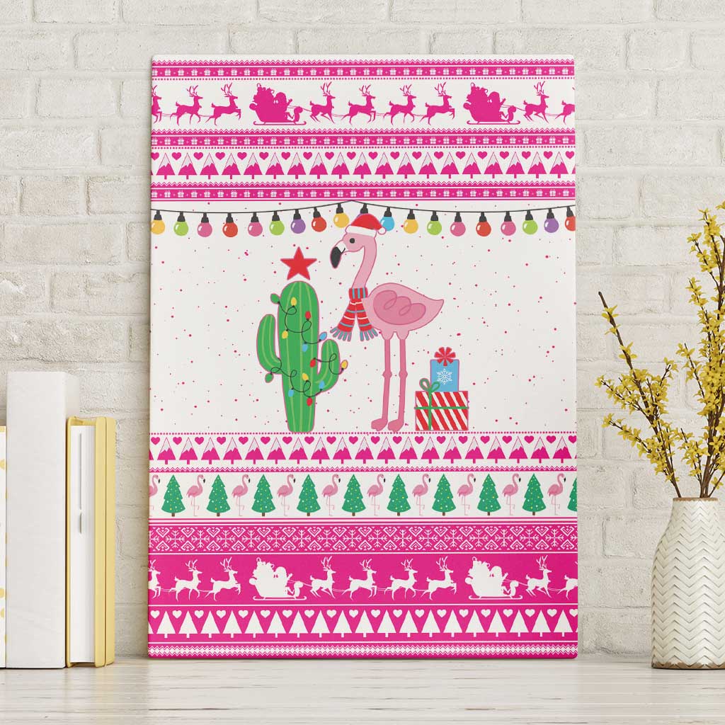 Pink Flamingo Christmas Canvas Wall Art Xmas Holiday Patterns - Wonder Print Shop