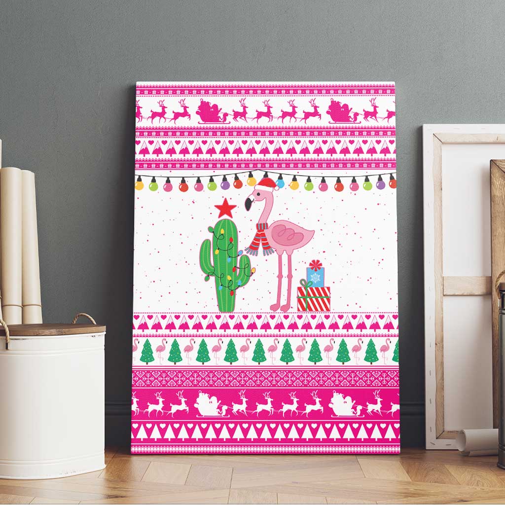 Pink Flamingo Christmas Canvas Wall Art Xmas Holiday Patterns - Wonder Print Shop