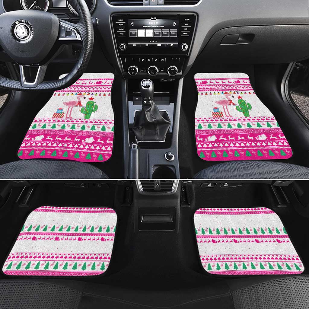 Pink Flamingo Christmas Car Mats Xmas Holiday Patterns - Wonder Print Shop
