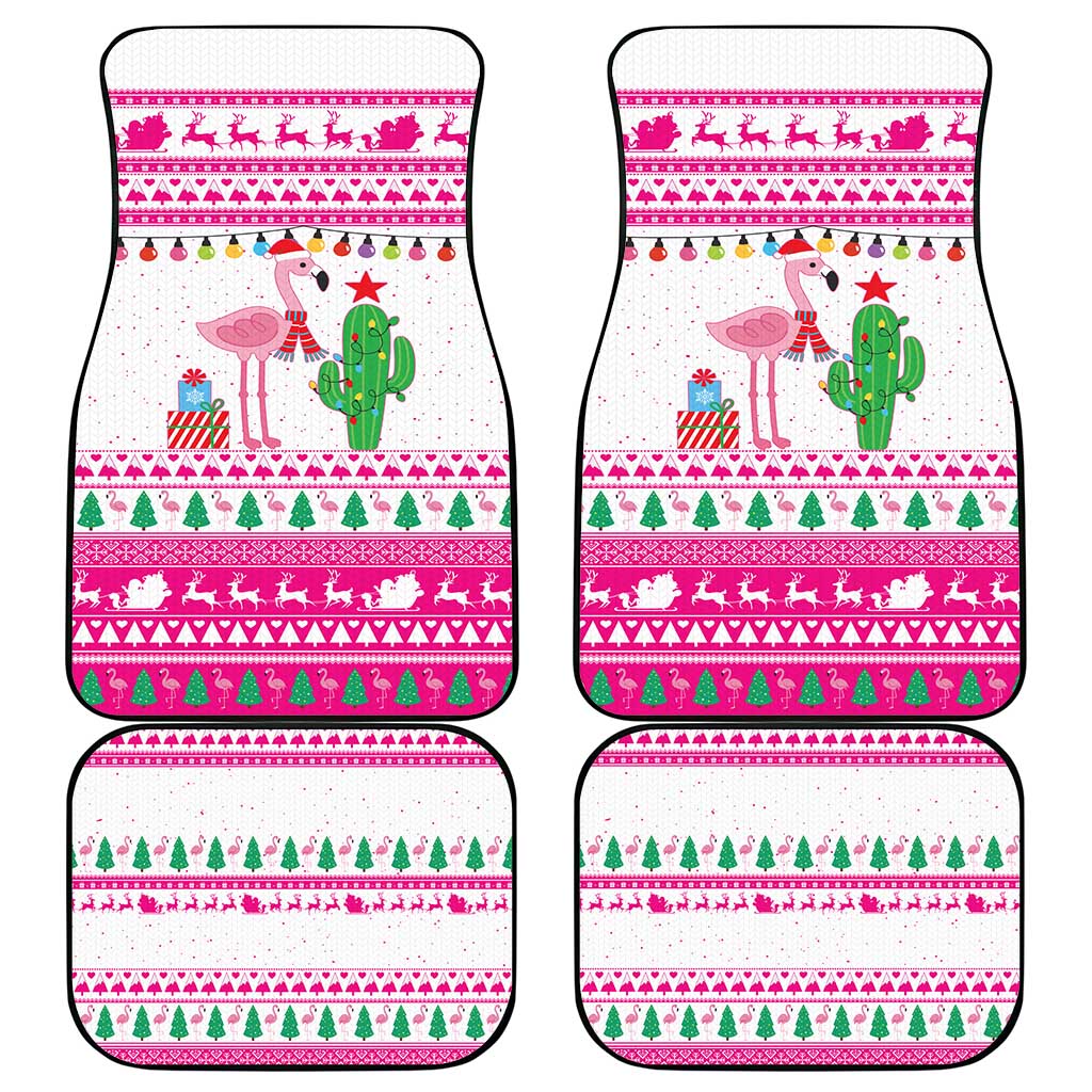 Pink Flamingo Christmas Car Mats Xmas Holiday Patterns - Wonder Print Shop