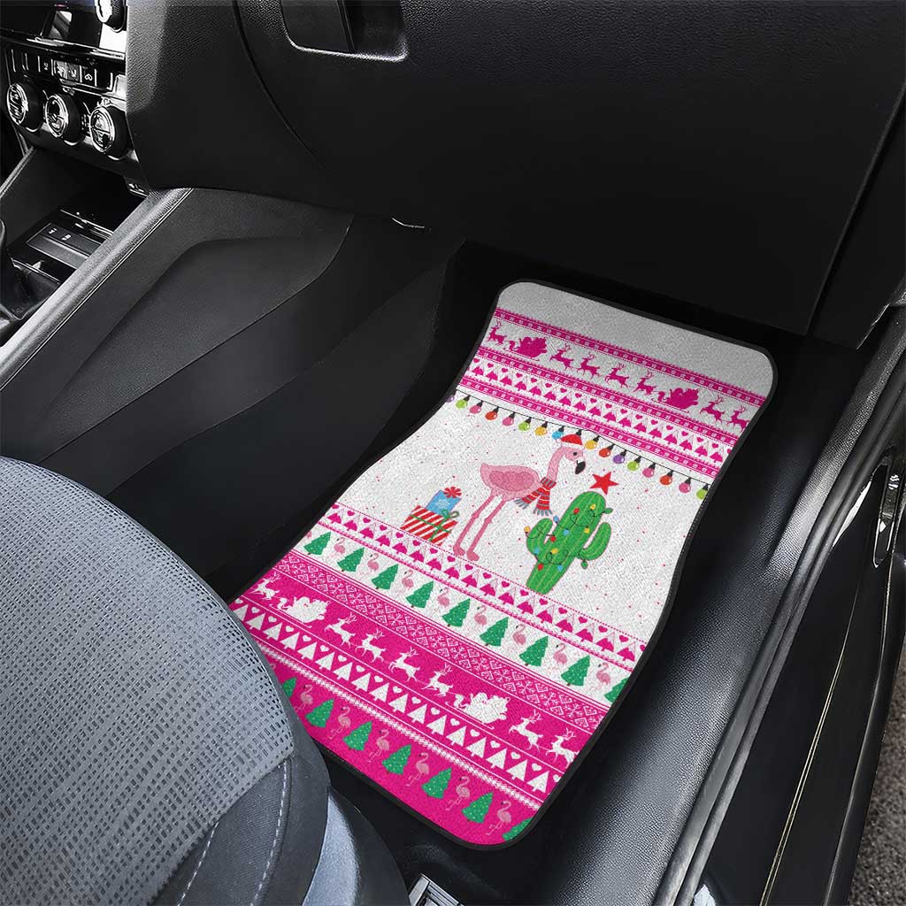 Pink Flamingo Christmas Car Mats Xmas Holiday Patterns - Wonder Print Shop