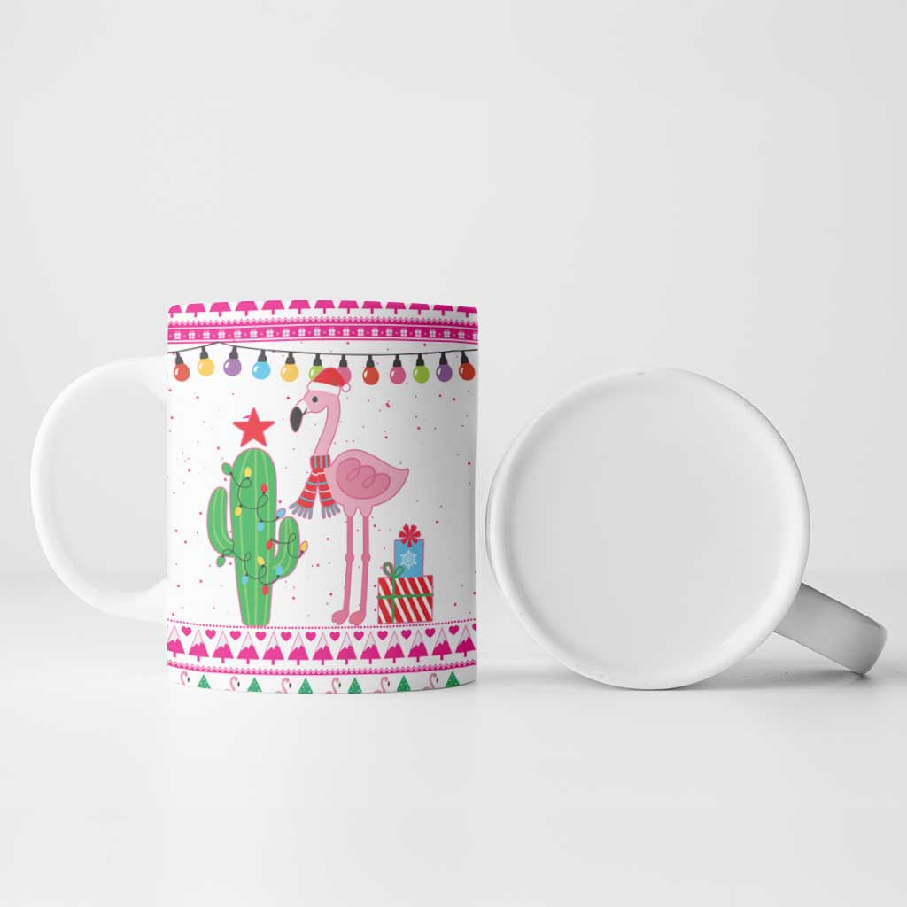 Pink Flamingo Christmas Ceramic Mug Xmas Holiday Patterns - Wonder Print Shop