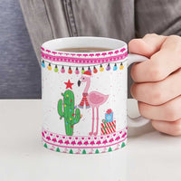 Pink Flamingo Christmas Ceramic Mug Xmas Holiday Patterns - Wonder Print Shop