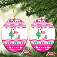 Pink Flamingo Christmas Ceramic Ornament Xmas Holiday Patterns - Wonder Print Shop
