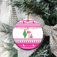 Pink Flamingo Christmas Ceramic Ornament Xmas Holiday Patterns - Wonder Print Shop