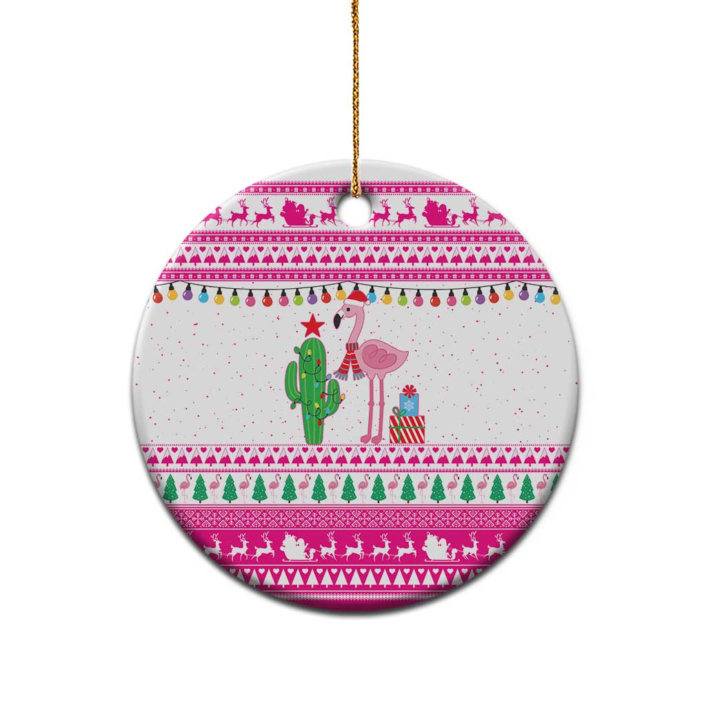 Pink Flamingo Christmas Ceramic Ornament Xmas Holiday Patterns - Wonder Print Shop