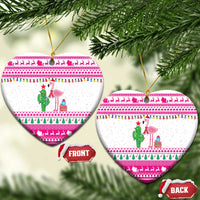 Pink Flamingo Christmas Ceramic Ornament Xmas Holiday Patterns - Wonder Print Shop