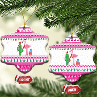 Pink Flamingo Christmas Ceramic Ornament Xmas Holiday Patterns - Wonder Print Shop