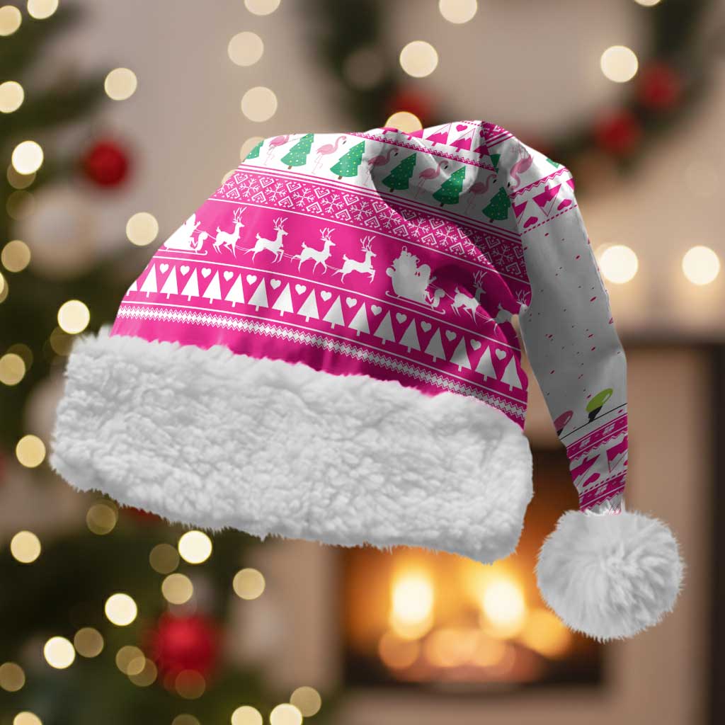 Pink Flamingo Christmas Santa Hat Xmas Holiday Patterns - Wonder Print Shop
