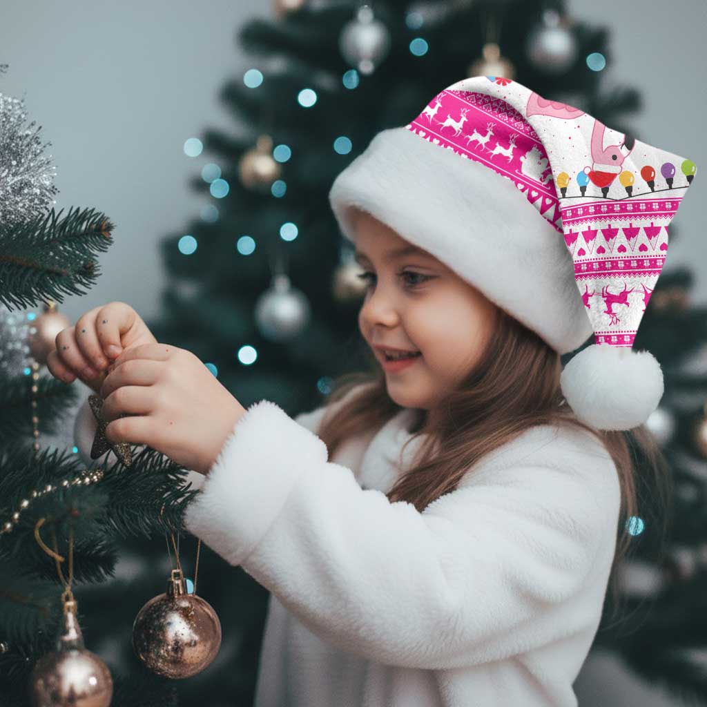 Pink Flamingo Christmas Santa Hat Xmas Holiday Patterns - Wonder Print Shop