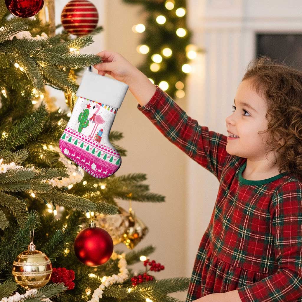 Pink Flamingo Christmas Stocking Xmas Holiday Patterns - Wonder Print Shop
