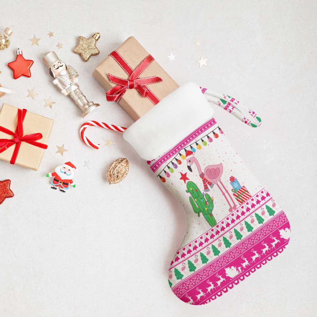 Pink Flamingo Christmas Stocking Xmas Holiday Patterns - Wonder Print Shop