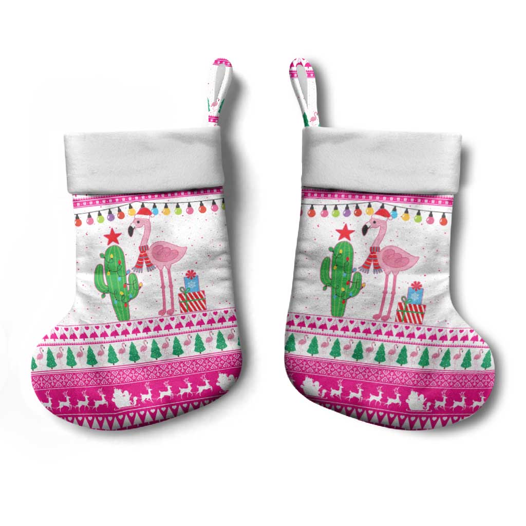 Pink Flamingo Christmas Stocking Xmas Holiday Patterns - Wonder Print Shop