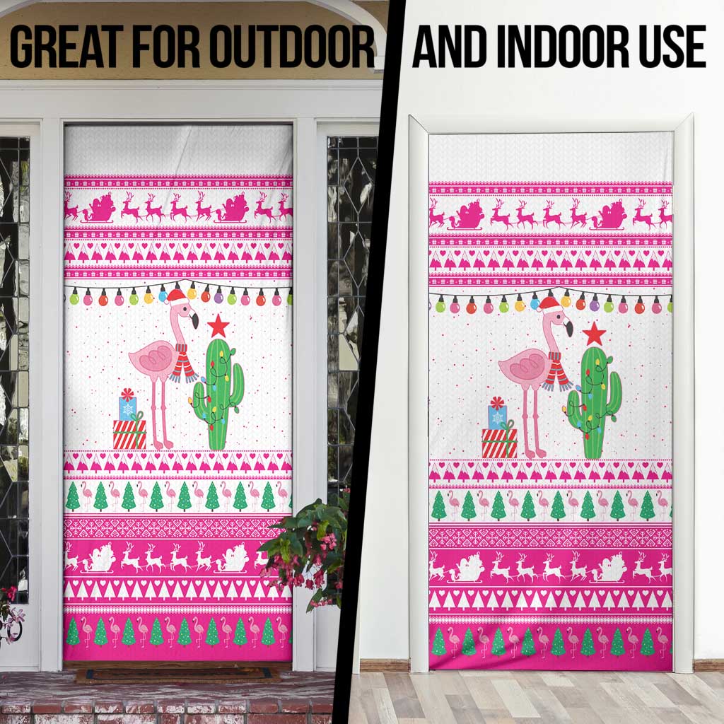 Pink Flamingo Christmas Door Cover Xmas Holiday Patterns - Wonder Print Shop