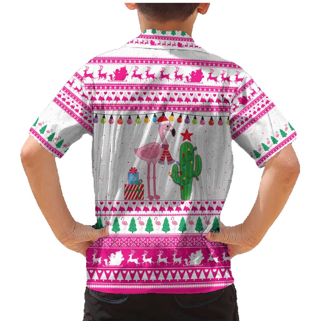 Pink Flamingo Christmas Family Matching Mermaid Dress and Hawaiian Shirt Xmas Holiday Patterns - Wonder Print Shop