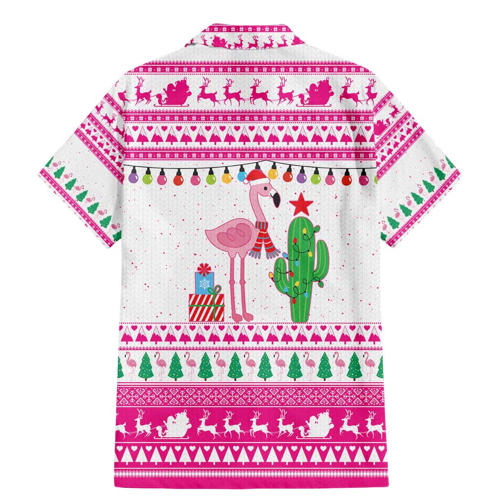 Pink Flamingo Christmas Family Matching Mermaid Dress and Hawaiian Shirt Xmas Holiday Patterns - Wonder Print Shop