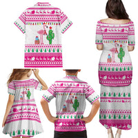 Pink Flamingo Christmas Family Matching Puletasi and Hawaiian Shirt Xmas Holiday Patterns - Wonder Print Shop