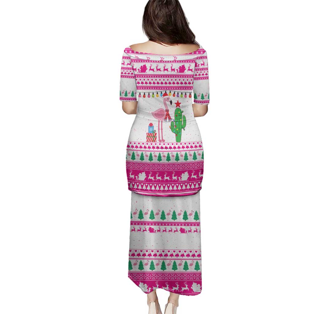 Pink Flamingo Christmas Family Matching Puletasi and Hawaiian Shirt Xmas Holiday Patterns - Wonder Print Shop
