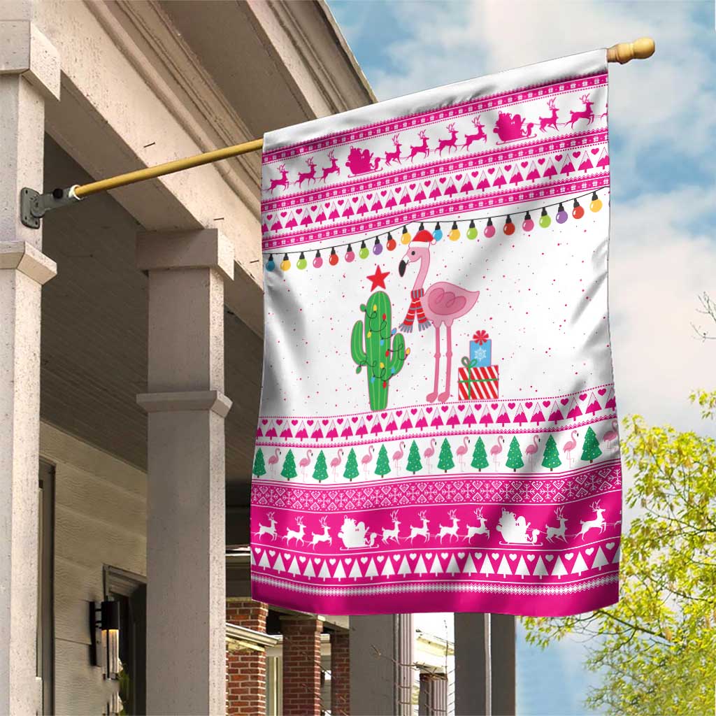 Pink Flamingo Christmas Garden Flag Xmas Holiday Patterns - Wonder Print Shop