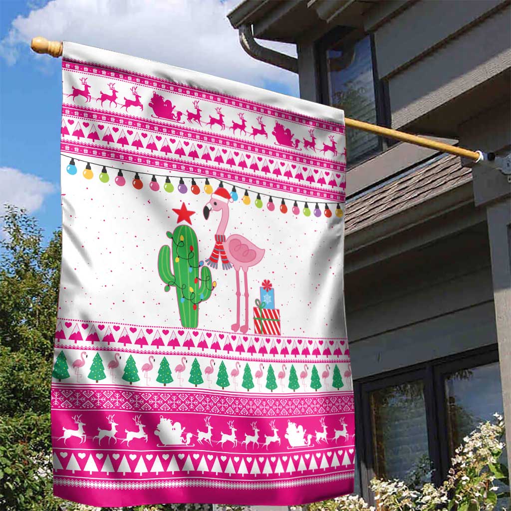 Pink Flamingo Christmas Garden Flag Xmas Holiday Patterns - Wonder Print Shop
