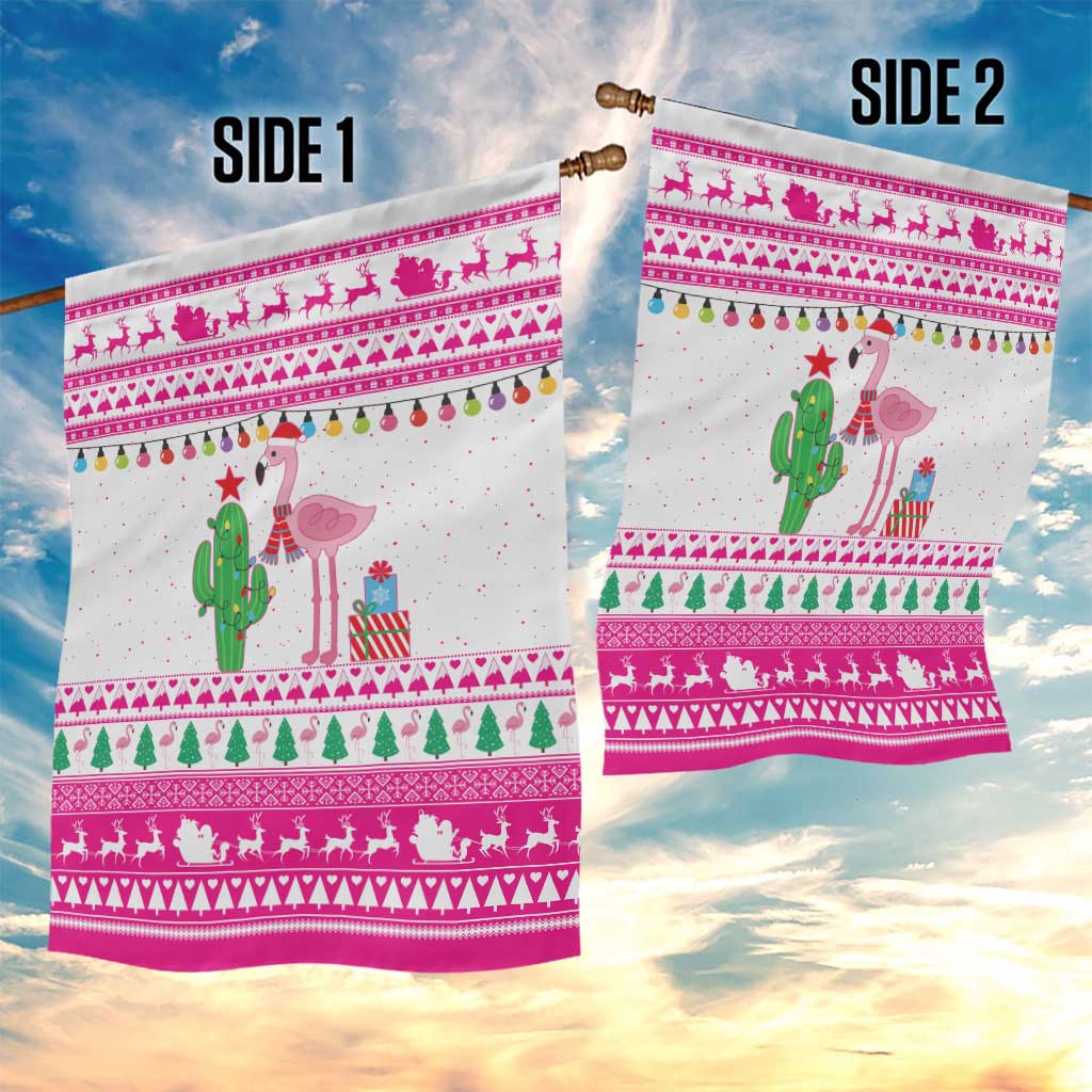 Pink Flamingo Christmas Garden Flag Xmas Holiday Patterns - Wonder Print Shop