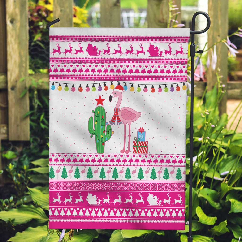 Pink Flamingo Christmas Garden Flag Xmas Holiday Patterns - Wonder Print Shop