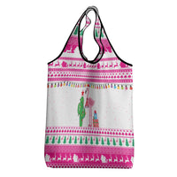 Pink Flamingo Christmas Grocery Bag Xmas Holiday Patterns - Wonder Print Shop