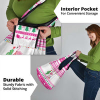 Pink Flamingo Christmas Grocery Bag Xmas Holiday Patterns - Wonder Print Shop