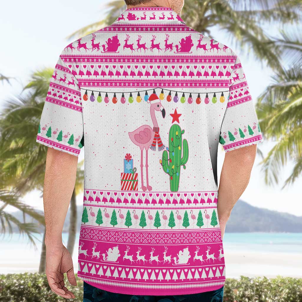 Pink Flamingo Christmas Hawaiian Shirt Xmas Holiday Patterns - Wonder Print Shop