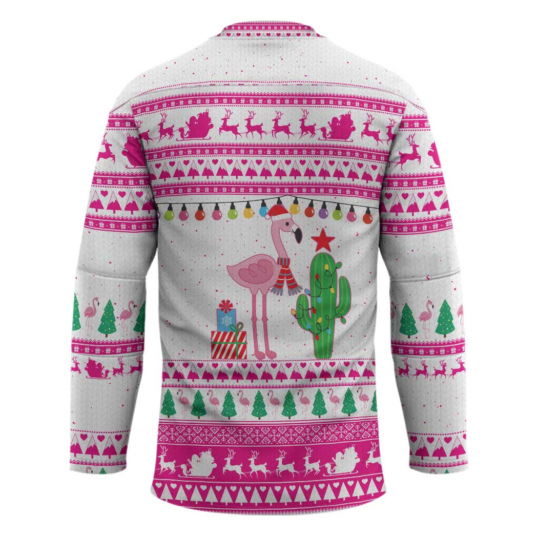 Pink Flamingo Christmas Hockey Jersey Xmas Holiday Patterns - Wonder Print Shop