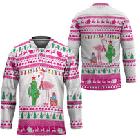 Pink Flamingo Christmas Hockey Jersey Xmas Holiday Patterns - Wonder Print Shop