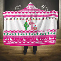 Pink Flamingo Christmas Hooded Blanket Xmas Holiday Patterns - Wonder Print Shop