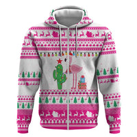 Pink Flamingo Christmas Hoodie Xmas Holiday Patterns - Wonder Print Shop
