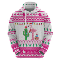 Pink Flamingo Christmas Hoodie Xmas Holiday Patterns - Wonder Print Shop
