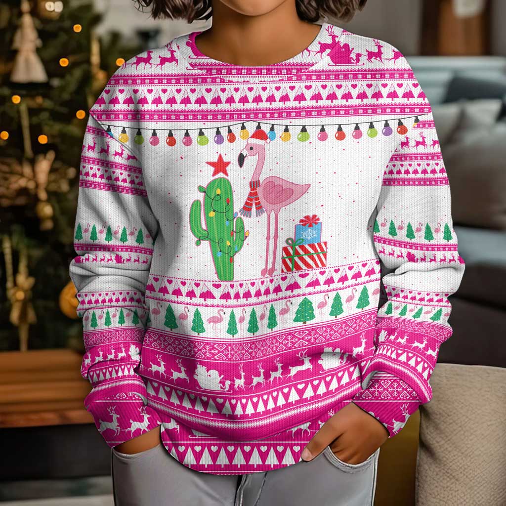 Pink Flamingo Christmas Kid Ugly Christmas Sweater Xmas Holiday Patterns - Wonder Print Shop