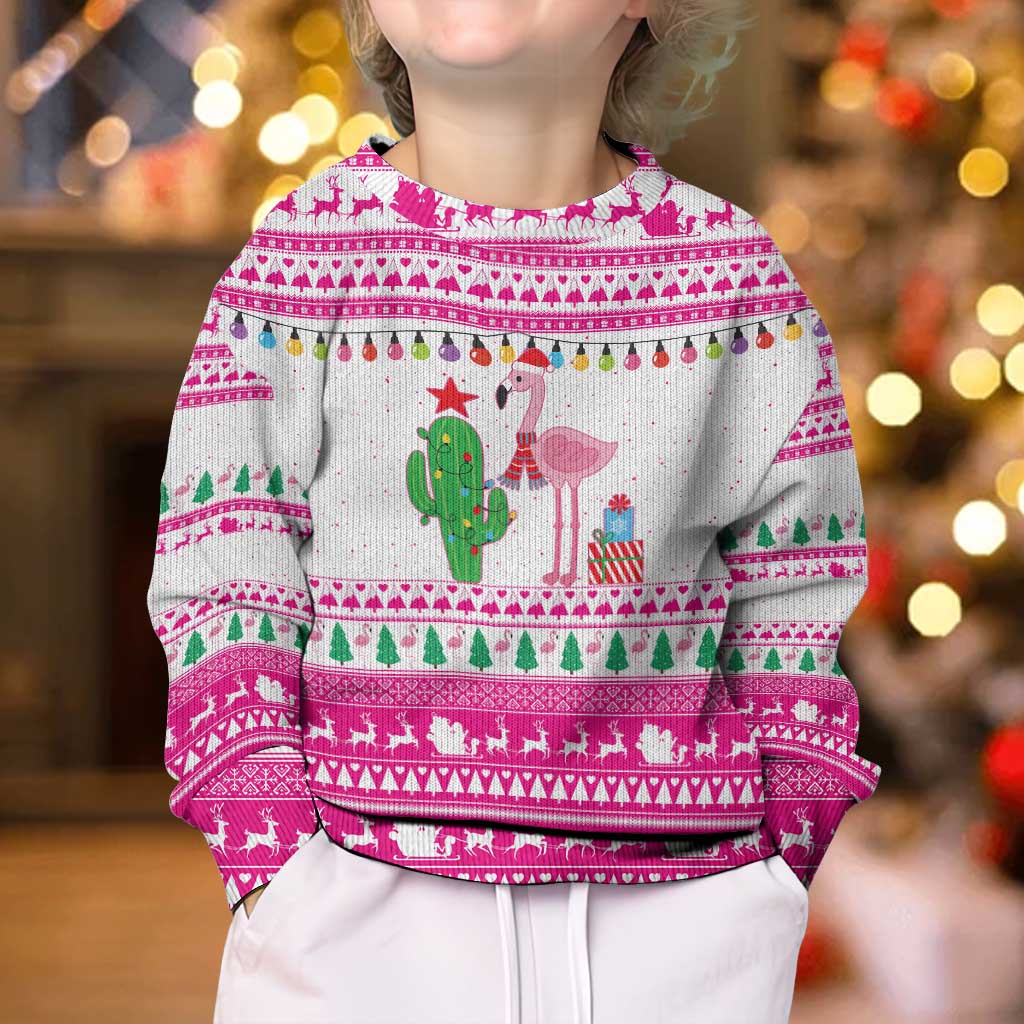 Pink Flamingo Christmas Kid Ugly Christmas Sweater Xmas Holiday Patterns - Wonder Print Shop