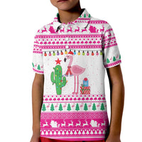 Pink Flamingo Christmas Kid Polo Shirt Xmas Holiday Patterns - Wonder Print Shop