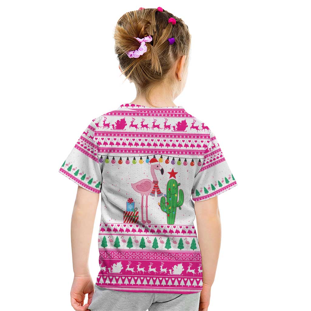 Pink Flamingo Christmas Kid T Shirt Xmas Holiday Patterns - Wonder Print Shop