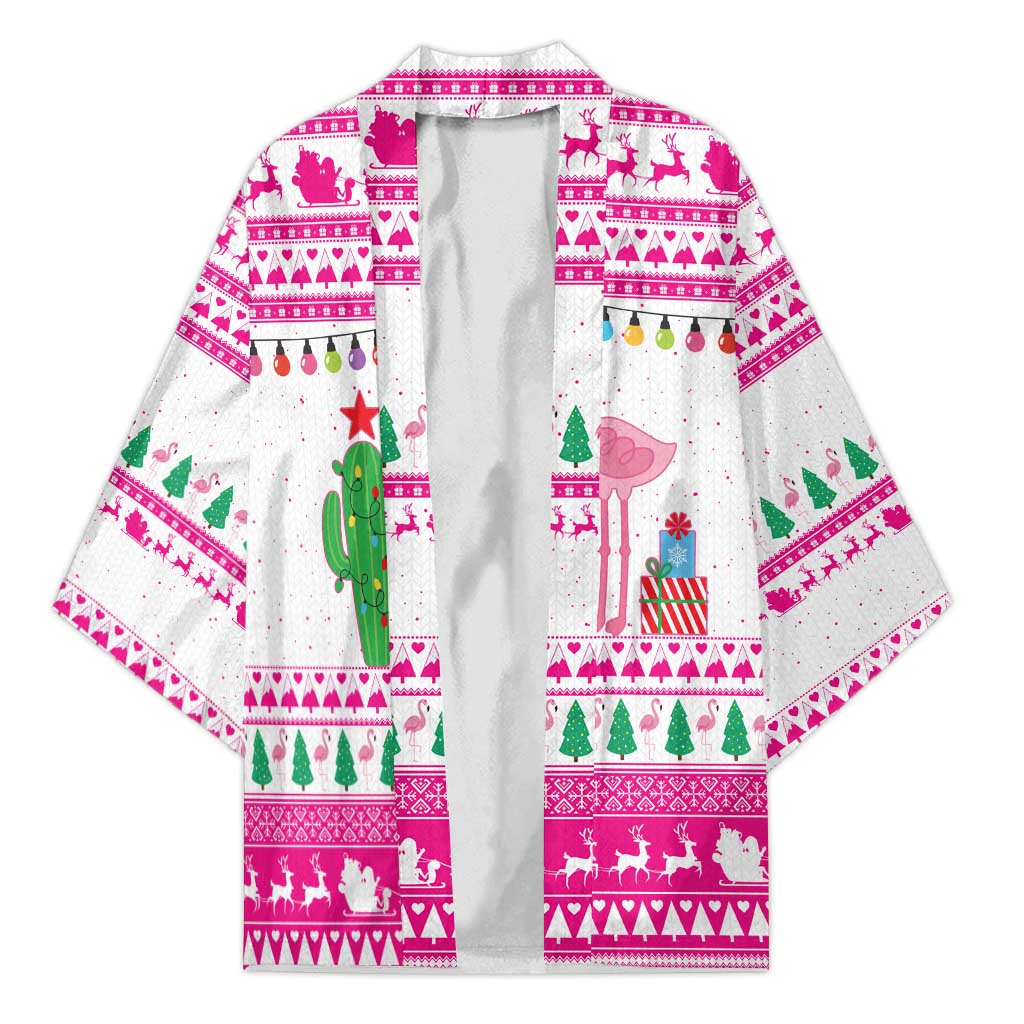 Pink Flamingo Christmas Kimono Xmas Holiday Patterns - Wonder Print Shop