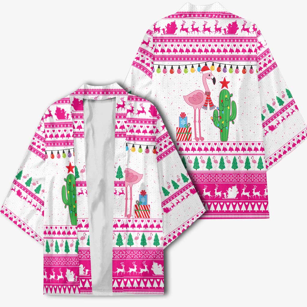 Pink Flamingo Christmas Kimono Xmas Holiday Patterns - Wonder Print Shop