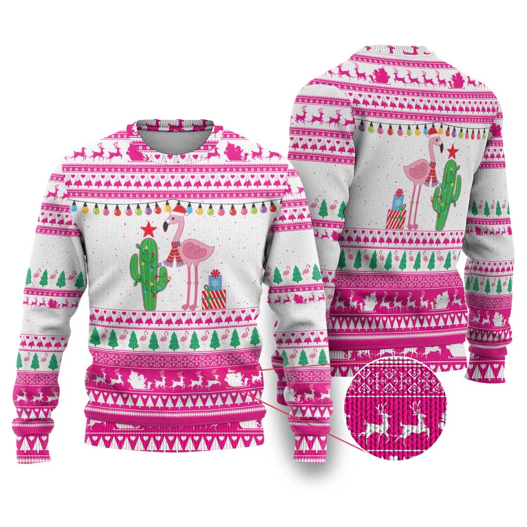 Pink Flamingo Christmas Ugly Christmas Sweater Xmas Holiday Patterns - Wonder Print Shop