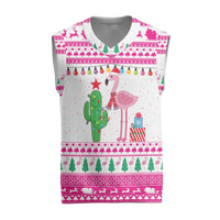 Pink Flamingo Christmas Knitted V-Neck Vest Xmas Holiday Patterns - Wonder Print Shop