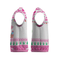 Pink Flamingo Christmas Knitted V-Neck Vest Xmas Holiday Patterns - Wonder Print Shop