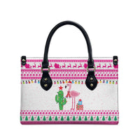 Pink Flamingo Christmas Leather Bag Xmas Holiday Patterns - Wonder Print Shop