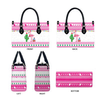 Pink Flamingo Christmas Leather Bag Xmas Holiday Patterns - Wonder Print Shop