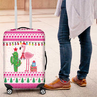 Pink Flamingo Christmas Luggage Cover Xmas Holiday Patterns - Wonder Print Shop