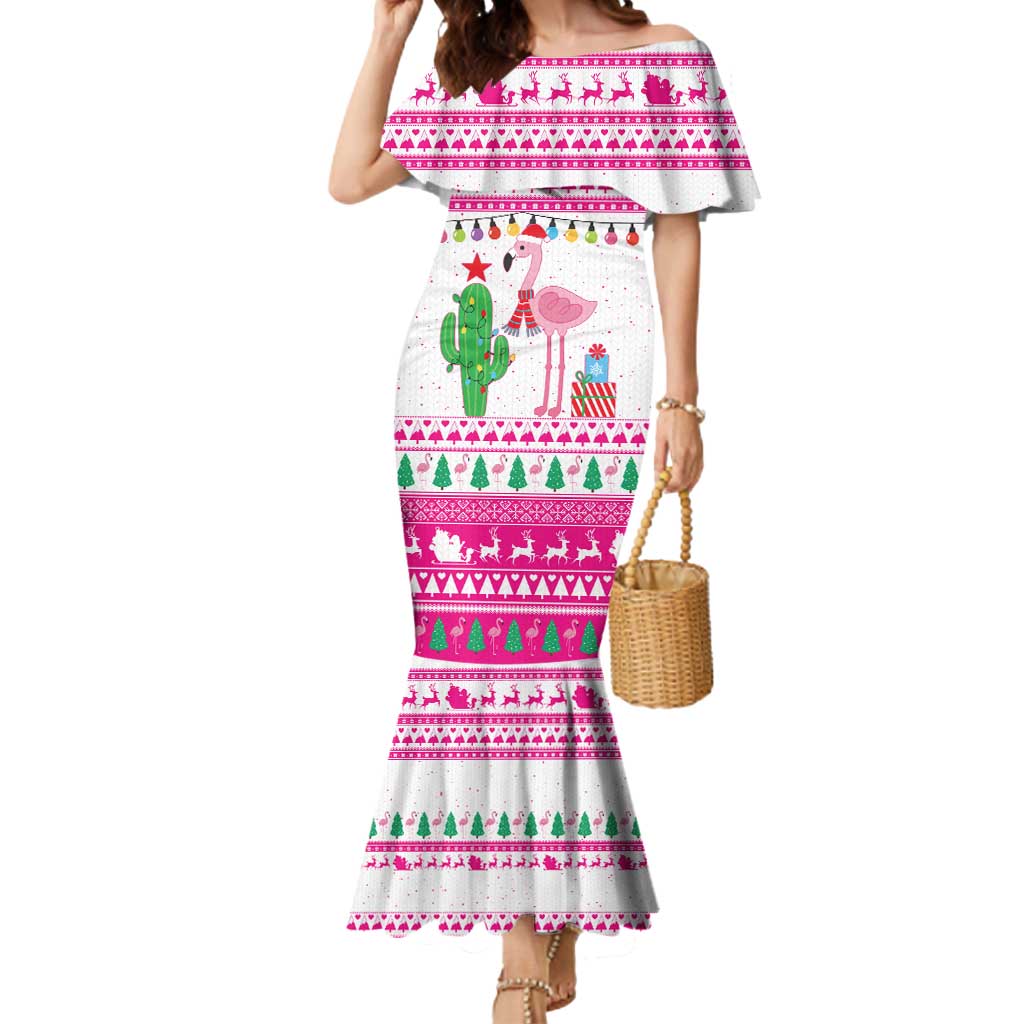 Pink Flamingo Christmas Mermaid Dress Xmas Holiday Patterns - Wonder Print Shop