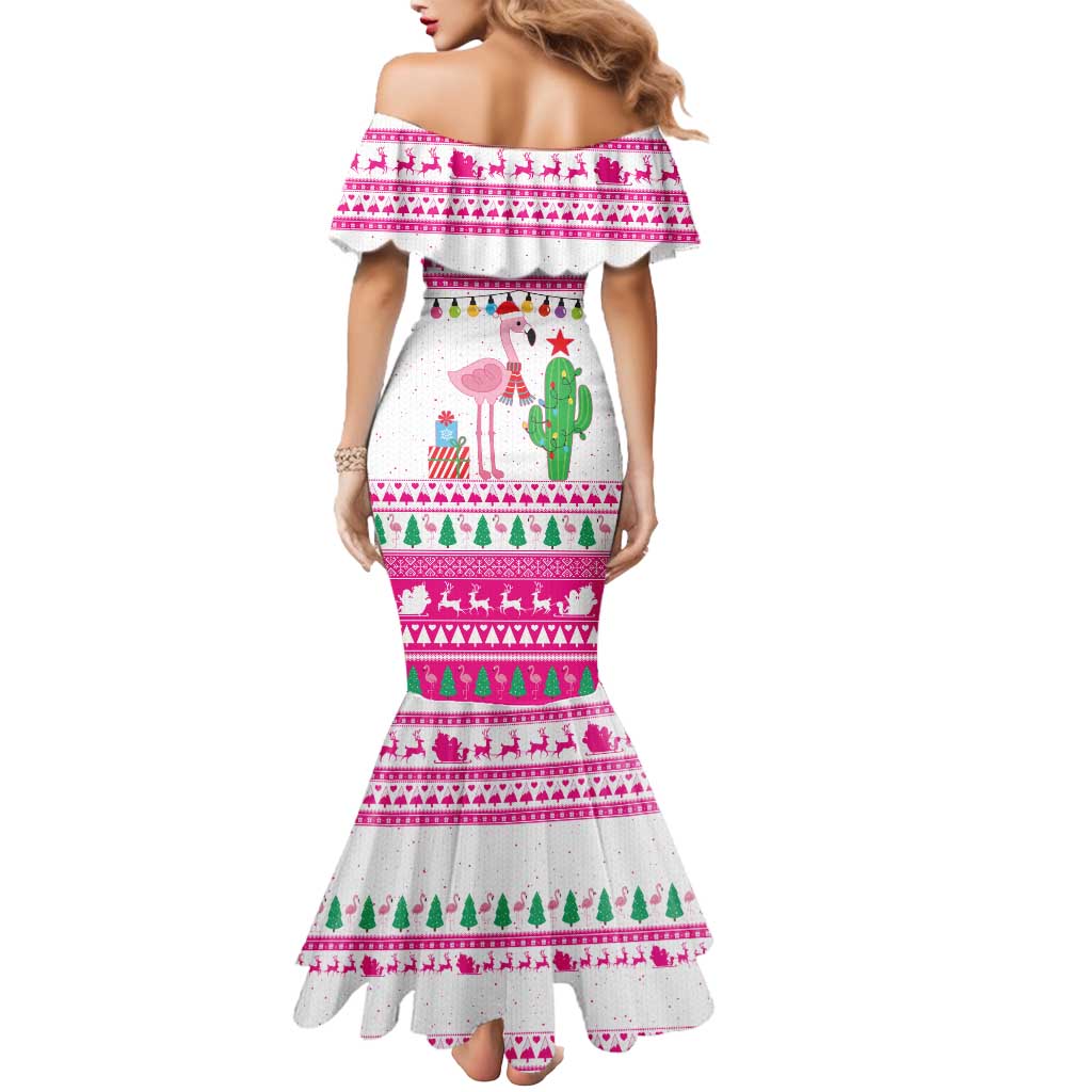 Pink Flamingo Christmas Mermaid Dress Xmas Holiday Patterns - Wonder Print Shop